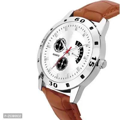 PAPIO Brown Color Leather Band Analog Watch for Boys and Men (203-BROWN)-thumb5
