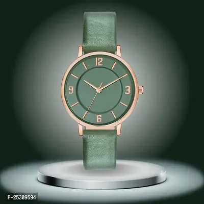 PAPIO Green Color Leather Belt Ladies and Girls Analog Watch for Women (MT-393 Green)-thumb0