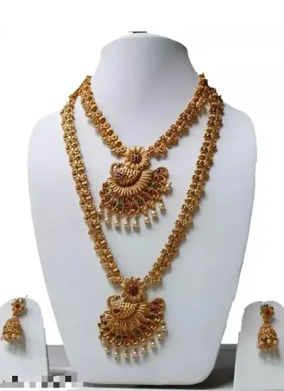 Traditional Alloy Gold Plated Bridal Necklace Set Pack of 2