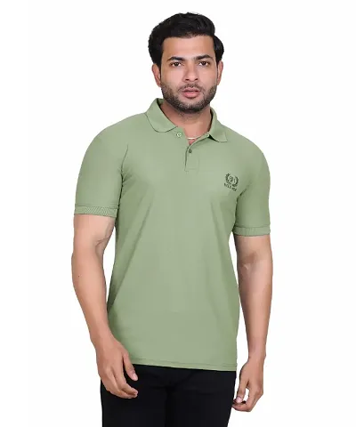 Stylish Blend Solid Polo T-Shirt For Men