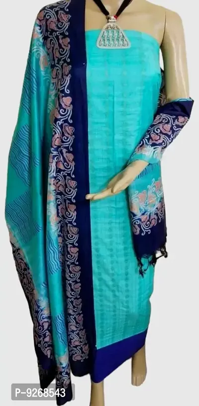 Cotton Silk Hand Block Discharge Print Suit Fabric For Women