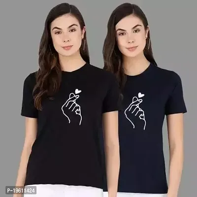 Elegant Cotton Printed T-shirt For Women Pack of 2