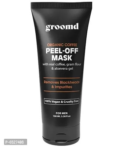Groomd Oragnic Coffee Peel-Off Mask with Real coffee, Gram flour and Aloe Vera, Removes Blackheads and Impurities (100 ml)