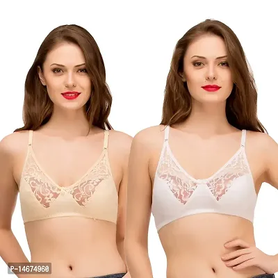 Buy Melisa Women's Non-Padded, Wire-Free, Medium Coverage Multicolour Combo  Bra Pack - Beige, White Online In India At Discounted Prices