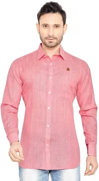 Stylish Cotton Blend Pink Solid Long Sleeves Regular Fit Spread Collar Casual Shirt For Men-thumb2