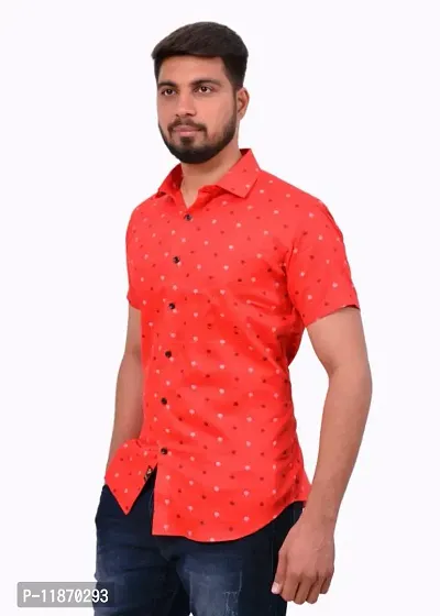 Stylish Cotton Blend Red Checked Short Sleeves Regular Fit Casual Shirt For Men-thumb0