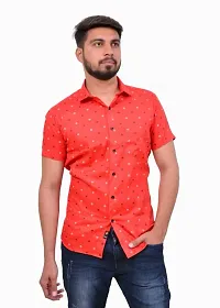 Stylish Cotton Blend Red Checked Short Sleeves Regular Fit Casual Shirt For Men-thumb1