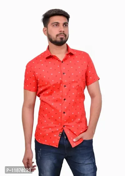 Stylish Cotton Blend Red Checked Short Sleeves Regular Fit Casual Shirt For Men-thumb2