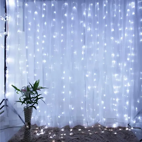 Miradh 240 LED 9.8 Feet Window Curtain String Light Led Light for Home Decoration Diwali Light, Warm White