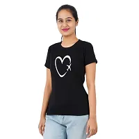 VINTAGE DREAM AND DEVICE OF LEAF Women's Cotton Regular Fit Half Sleeve Heart Printed Casual Tshirt (Black, Size M)-thumb3