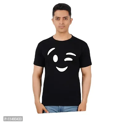 VINTAGE DREAM AND DEVICE OF LEAF Men's Cotton Regular Fit Half Sleeve Smile Printed Casual Tshirt (Black, Size 2XL) -Packof2