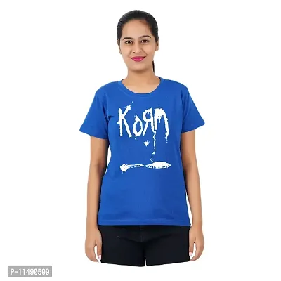 VINTAGE DREAM AND DEVICE OF LEAF Women's Cotton Regular Fit Half Sleeve Korm Printed Casual Tshirt (Blue, Size XL) -Packof2