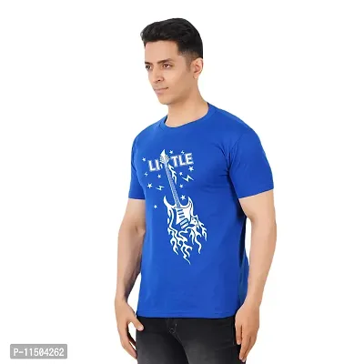 VINTAGE DREAM AND DEVICE OF LEAF Men's Cotton Regular Fit Half Sleeve Little Printed Casual Tshirt (Blue, Size XL) -Packof2-thumb0