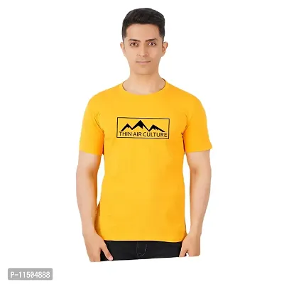 VINTAGE DREAM AND DEVICE OF LEAF Men's Cotton Regular Fit Half Sleeve Printed Casual Tshirt (Yellow, Size L) -Packof2