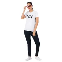 VINTAGE DREAM AND DEVICE OF LEAF Women's Cotton Regular Fit Half SleeveGoodnight Printed Casual Tshirt (White, Size 2XL)-thumb2