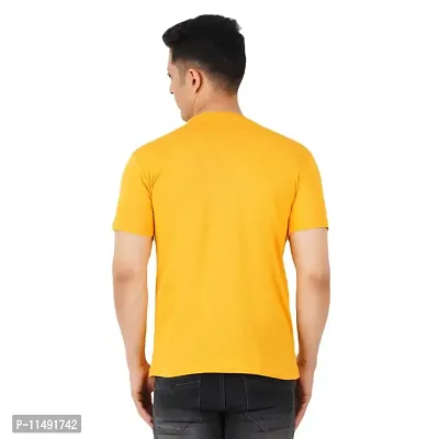 VINTAGE DREAM AND DEVICE OF LEAF Men's Cotton Regular Fit Half Sleeve Solid Arrival Printed Casual Tshirt (Yellow, Size S)-thumb2