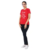 VINTAGE DREAM AND DEVICE OF LEAF Women's Cotton Regular Fit Half Sleeve Find Your Tribe Printed Casual Tshirt (Red, Size S)-thumb2