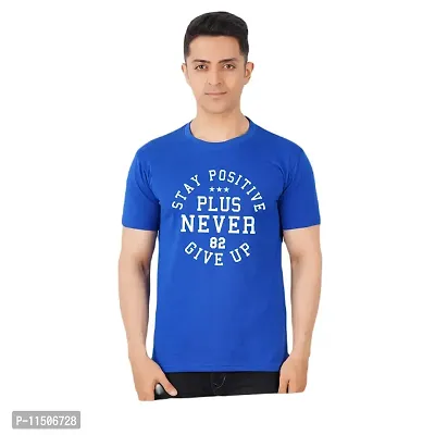 VINTAGE DREAM AND DEVICE OF LEAF Men's Cotton Regular Fit Half Sleeve 82 Never give Up Printed Casual Tshirt (Blue, Size XL) -Packof2