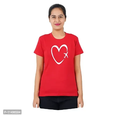 VINTAGE DREAM AND DEVICE OF LEAF Women's Cotton Regular Fit Half Sleeve Heart Printed Casual Tshirt (Red, Size 2XL) -Packof2