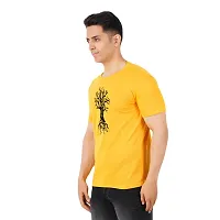 VINTAGE DREAM AND DEVICE OF LEAF Men's Cotton Regular Fit Half Sleeve Tree Printed Casual Tshirt (Yellow, Size XL)-thumb3