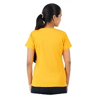 VINTAGE DREAM AND DEVICE OF LEAF Women's Cotton Regular Fit Half Sleeve Find Your Tribe Printed Casual Tshirt (Yellow, Size S)-thumb1