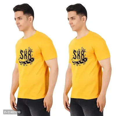 VINTAGE DREAM AND DEVICE OF LEAF Men's Cotton Regular Fit Half Sleeve SK8 Cool Printed Casual Tshirt (Yellow, Size M) -Packof1