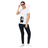 VINTAGE DREAM AND DEVICE OF LEAF Women's Cotton Regular Fit Half Sleeve Snuggle Saurus Printed Casual Tshirt (White, Size L)-thumb2