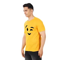 VINTAGE DREAM AND DEVICE OF LEAF Men's Cotton Regular Fit Half Sleeve Smile Printed Casual Tshirt (Yellow, Size S)-thumb3