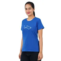 VINTAGE DREAM AND DEVICE OF LEAF Women's Cotton Regular Fit Half Sleeve Smile Printed Casual Tshirt (Blue, Size 2XL)-thumb3