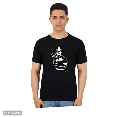 VINTAGE DREAM AND DEVICE OF LEAF Men's Cotton Regular Fit Half Sleeve Cartoon Printed Casual Tshirt (Black, Size XL) -Packof1-thumb0