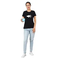 VINTAGE DREAM AND DEVICE OF LEAF Women's Cotton Regular Fit Half Sleeve Printed Casual Tshirt (Black, Size L)-thumb2