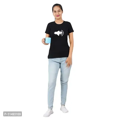 VINTAGE DREAM AND DEVICE OF LEAF Women's Cotton Regular Fit Half Sleeve Printed Casual Tshirt (Black, Size L)-thumb3