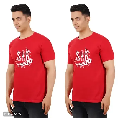 VINTAGE DREAM AND DEVICE OF LEAF Men's Cotton Regular Fit Half Sleeve SK8 Cool Printed Casual Tshirt (Red, Size M) -Packof1-thumb0