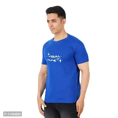 VINTAGE DREAM AND DEVICE OF LEAF Men's Cotton Regular Fit Half Sleeve Read Books Printed Casual Tshirt (Blue, Size 2XL)-thumb4