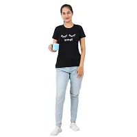 VINTAGE DREAM AND DEVICE OF LEAF Women's Cotton Regular Fit Half SleeveGoodnight Printed Casual Tshirt (Black, Size XL)-thumb2