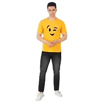 VINTAGE DREAM AND DEVICE OF LEAF Men's Cotton Regular Fit Half Sleeve Smile Printed Casual Tshirt (Yellow, Size S)-thumb2