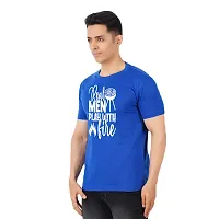 VINTAGE DREAM AND DEVICE OF LEAF Men's Cotton Regular Fit Half Sleeve Play with Fire Printed Casual Tshirt (Blue, Size L)-thumb3