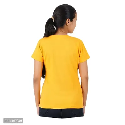 VINTAGE DREAM AND DEVICE OF LEAF Women's Cotton Regular Fit Half Sleeve Snuggle Saurus Printed Casual Tshirt (Yellow, Size S)-thumb2