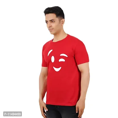 VINTAGE DREAM AND DEVICE OF LEAF Men's Cotton Regular Fit Half Sleeve Smile Printed Casual Tshirt (Red, Size XL)-thumb4