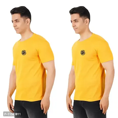 VINTAGE DREAM AND DEVICE OF LEAF Men's Cotton Regular Fit Half Sleeve Etrangere Printed Casual Tshirt (Yellow, Size S) -Packof1-thumb0