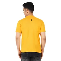 VINTAGE DREAM AND DEVICE OF LEAF Men's Cotton Regular Fit Half Sleeve Solid Being Happy Printed Casual Tshirt (Yellow, Size XL)-thumb1