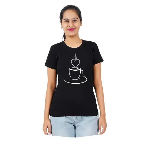 VINTAGE DREAM AND DEVICE OF LEAF Women's Regular Fit Half Sleeve Cup Casual Tshirt (Black, Size L)