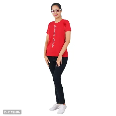 VINTAGE DREAM AND DEVICE OF LEAF Women's Cotton Regular Fit Half Sleeve Bekind to All Printed Casual Tshirt (Red, Size 2XL)-thumb3