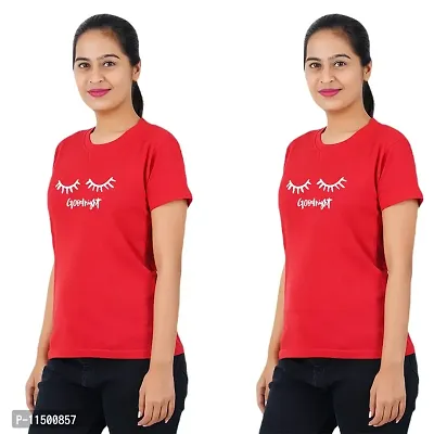 VINTAGE DREAM AND DEVICE OF LEAF Women's Cotton Regular Fit Half SleeveGoodnight Printed Casual Tshirt (Red, Size XL) -Packof1