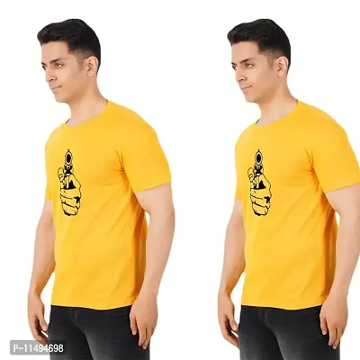 VINTAGE DREAM AND DEVICE OF LEAF Men's Cotton Regular Fit Half Sleeve Cartoon Printed Casual Tshirt (Yellow, Size XL) -Packof2