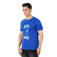 VINTAGE DREAM AND DEVICE OF LEAF Men's Cotton Regular Fit Half Sleeve Devil Inside Printed Casual Tshirt (Blue, Size M)-thumb3