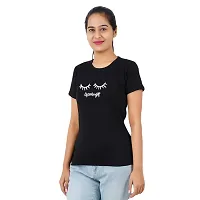 VINTAGE DREAM AND DEVICE OF LEAF Women's Cotton Regular Fit Half SleeveGoodnight Printed Casual Tshirt (Black, Size XL)-thumb3