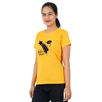 VINTAGE DREAM AND DEVICE OF LEAF Women's Cotton Regular Fit Half Sleeve Believe Heart Printed Casual Tshirt (Yellow, Size M)-thumb3