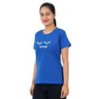 VINTAGE DREAM AND DEVICE OF LEAF Women's Cotton Regular Fit Half SleeveGoodnight Printed Casual Tshirt (Blue, Size 2XL)-thumb3