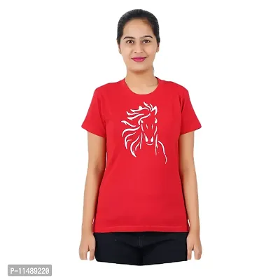 VINTAGE DREAM AND DEVICE OF LEAF Women's Cotton Regular Fit Half Sleeve Zebra Printed Casual Tshirt (Red, Size 2XL) -Packof2